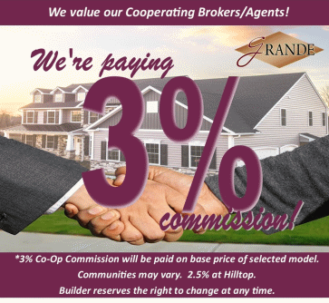 We're paying 3% commission! (on base price of home selected) Communities may vary