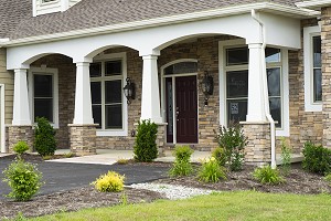Covered porch with columns