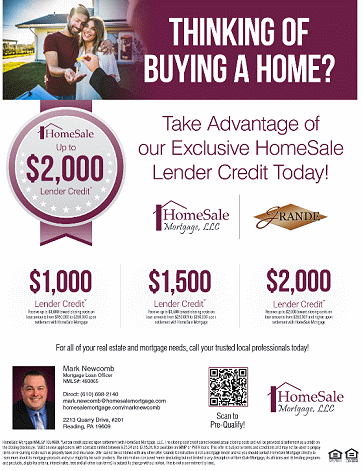 Exclusive Home Sale Lender Credit - up to $2000